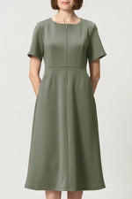 [Space Material] A-line Front Zip Dress