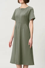 [Space Material] A-line Front Zip Dress