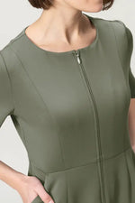 [Space Material] A-line Front Zip Dress