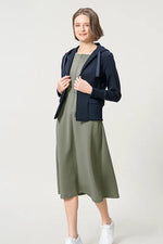 [Space Material] A-line Front Zip Dress