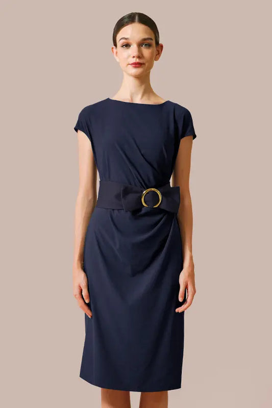 【コットン混 接触冷感】サッシュ付きTドレス