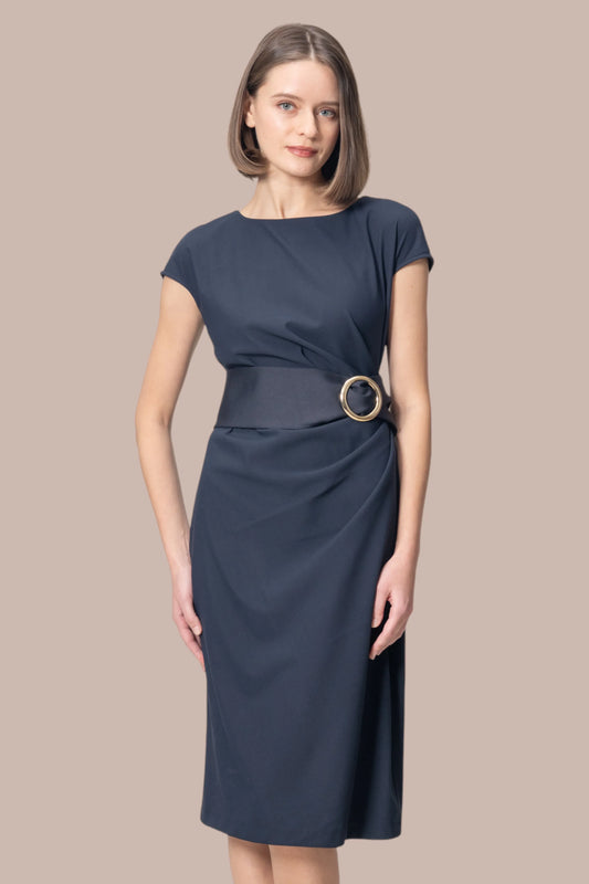 【コットン混 接触冷感】サッシュ付きTドレス