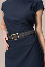 【コットン混 接触冷感】サッシュ付きTドレス