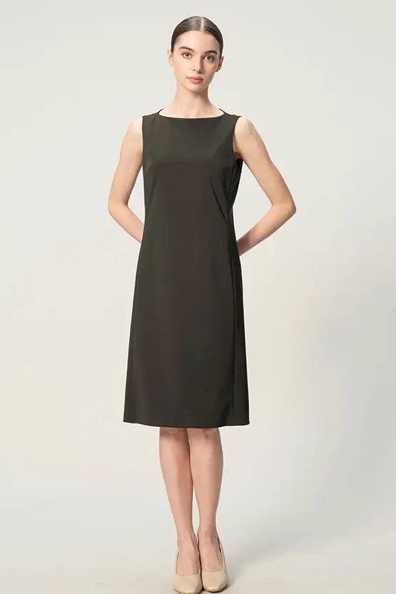 【クールテックジャージー】ミニマルワンピース‐ミディ丈