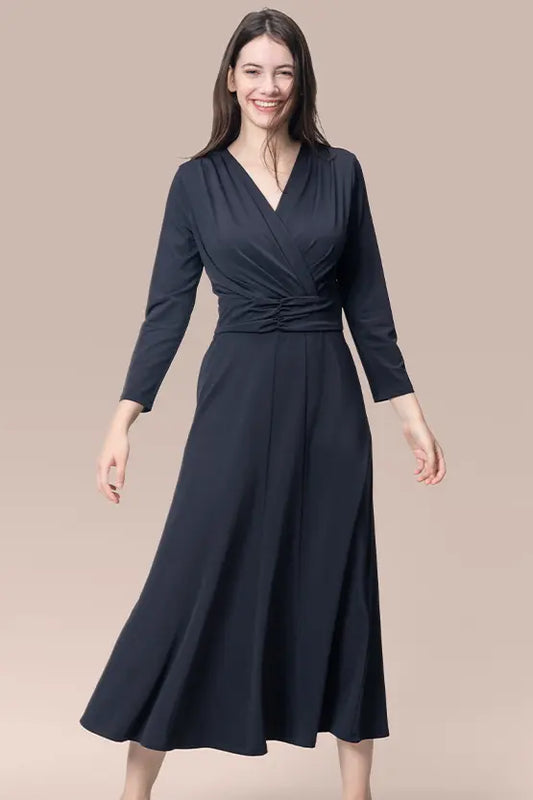 Stretch Jersey:  Navy Long Marilyn Dress