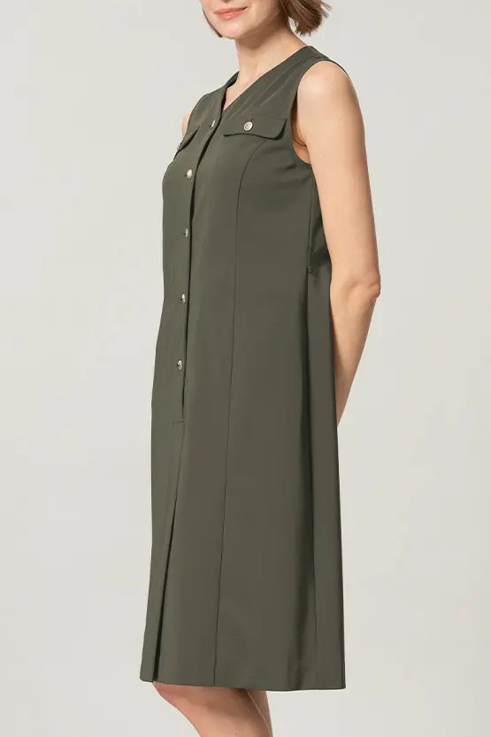 [Tech Jersey] Front Button Dress