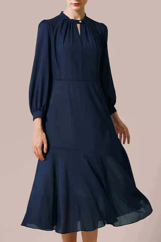 【ストレッチシフォン】ロングマーメイドワンピース