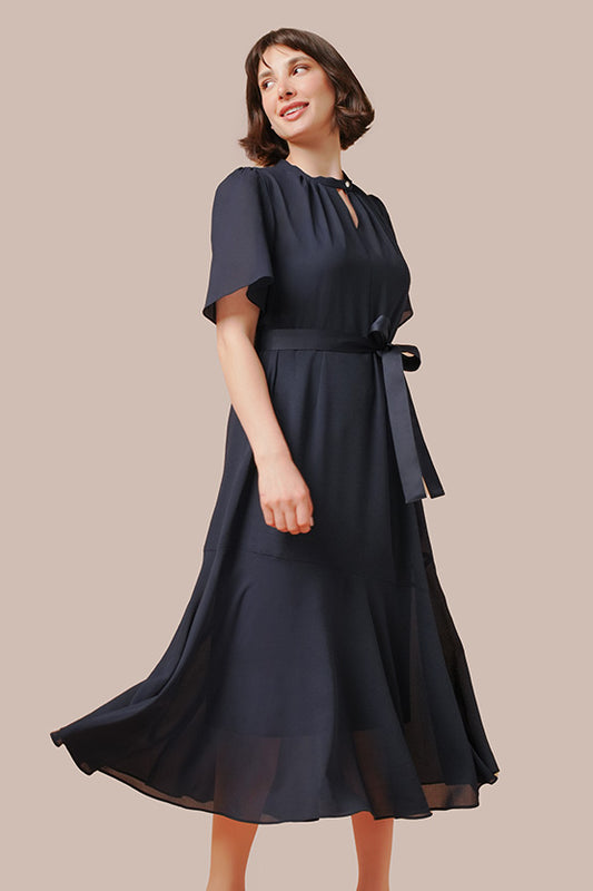 【ストレッチシフォン】ロングマーメイドワンピース