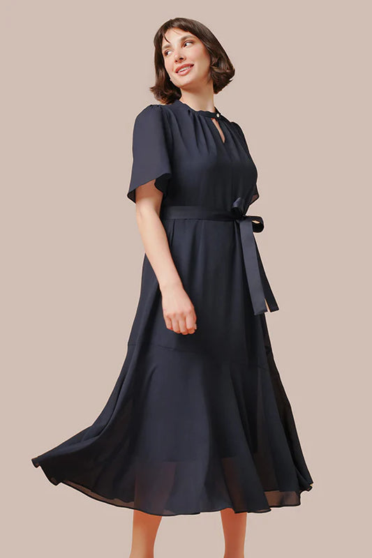 【ストレッチシフォン】ロングマーメイドワンピース