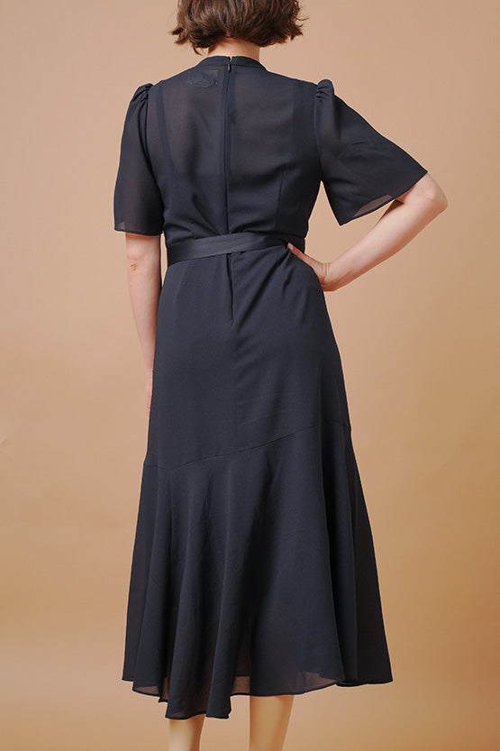 【ストレッチシフォン】ロングマーメイドワンピース