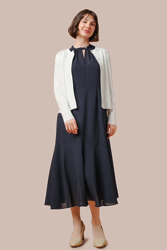 【ストレッチシフォン】ロングマーメイドワンピース