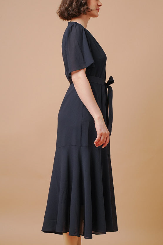 【ストレッチシフォン】ロングマーメイドワンピース