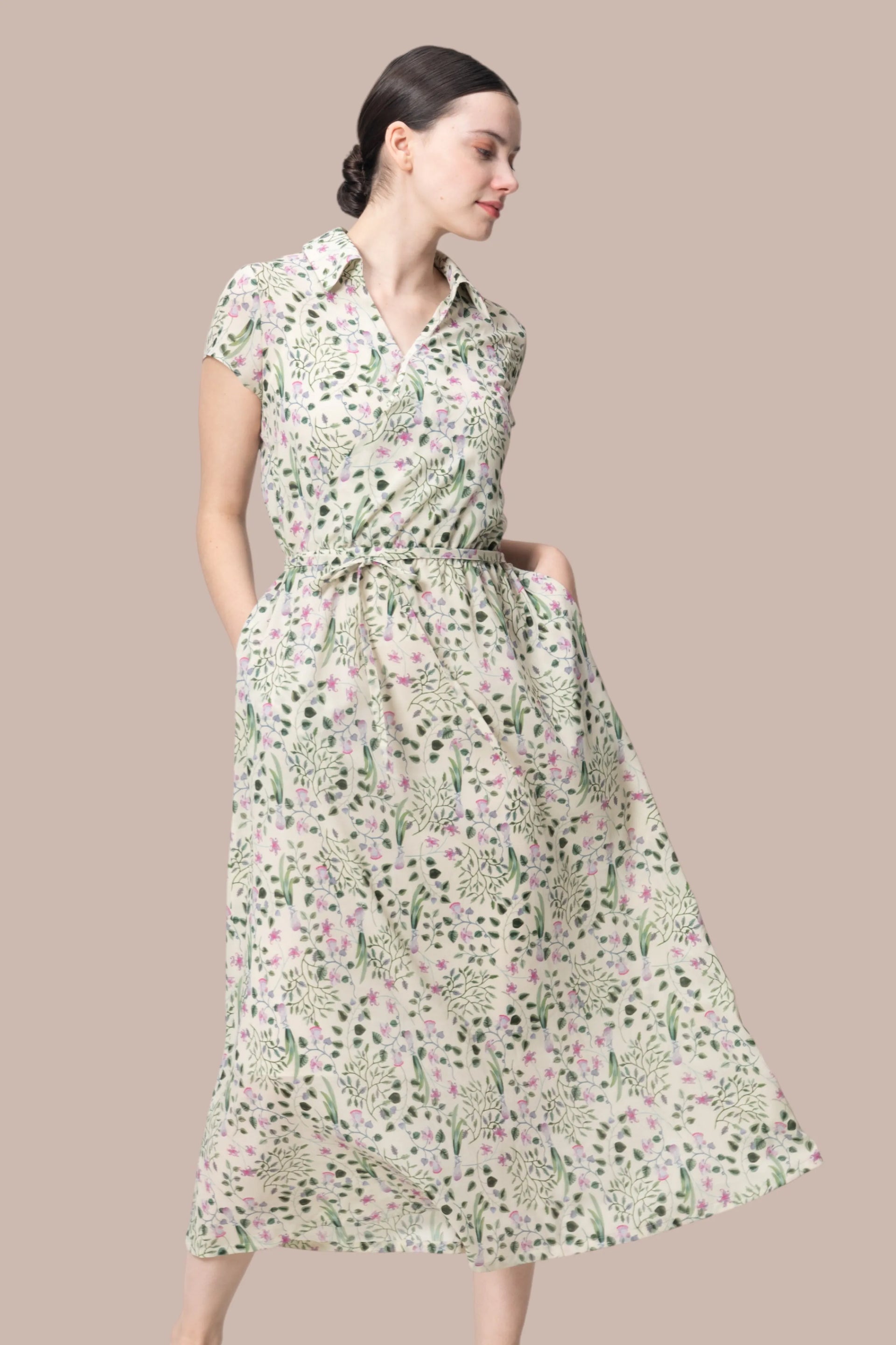 ストレッチシフォン】衿付きカシュクールワンピースロング– kay me