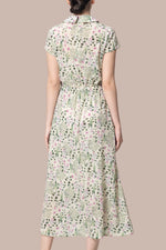 【ストレッチシフォン】衿付きカシュクールワンピースロング