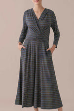 【ストレッチジャージー】モノグラム ネイビー　ロングマリリンワンピース