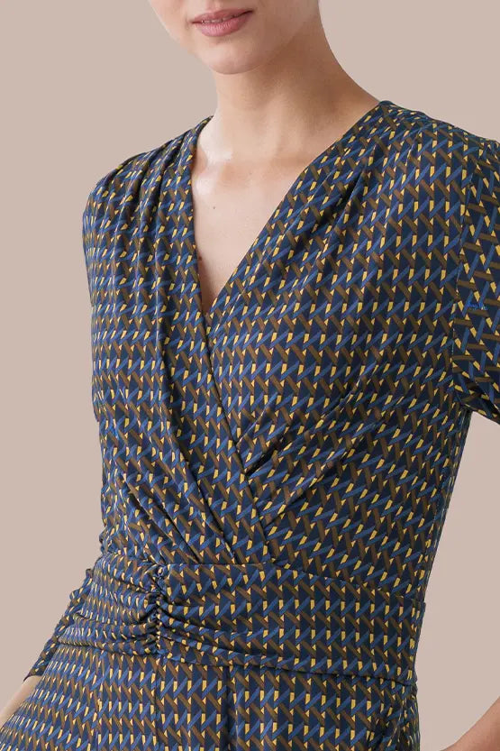 【ストレッチジャージー】モノグラム ネイビー　ロングマリリンワンピース