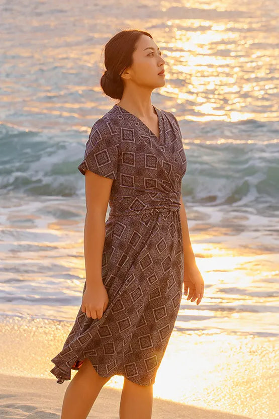 【大島紬意匠 ストレッチジャージー】マリリンワンピース