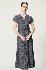 Oshima Tsumugi Design Stretch Jersey: Long Marilyn Dress