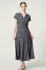 Oshima Tsumugi Design Stretch Jersey: Long Marilyn Dress