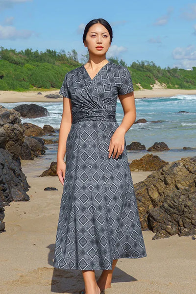 大島紬意匠 ストレッチジャージー】ロングマリリンワンピース– kay me