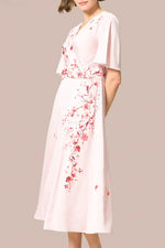 Stretch Georgette SAKURA Flare Dress with Bell Sleeves