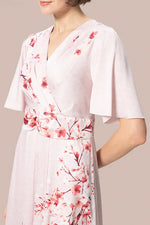 Stretch Georgette SAKURA Flare Dress with Bell Sleeves