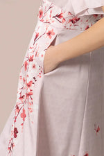 Stretch Georgette SAKURA Flare Dress with Bell Sleeves