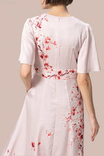 Stretch Georgette SAKURA Flare Dress with Bell Sleeves