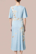 Stretch Georgette SAKURA Flare Dress with Bell Sleeves
