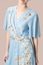 Stretch Georgette SAKURA Flare Dress with Bell Sleeves