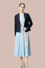 Stretch Georgette SAKURA Flare Dress with Bell Sleeves