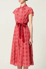 Oshima Tsumugi Design Stretch Chiffon: Mid-Length Semi-Mermaid Dress