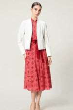 Oshima Tsumugi Design Stretch Chiffon: Mid-Length Semi-Mermaid Dress