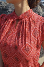 【大島紬意匠 ストレッチシフォン】ミドル丈セミマーメイドワンピース