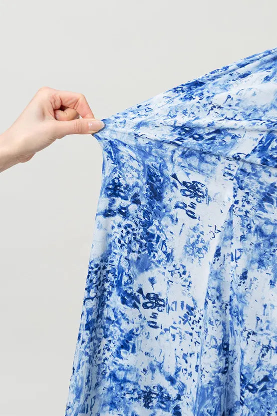 【ストレッチシフォン】ツイストネックミドル丈マーメイドワンピース