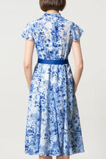 【ストレッチシフォン】ツイストネックミドル丈マーメイドワンピース