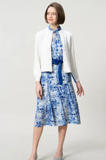 【ストレッチシフォン】ツイストネックミドル丈マーメイドワンピース