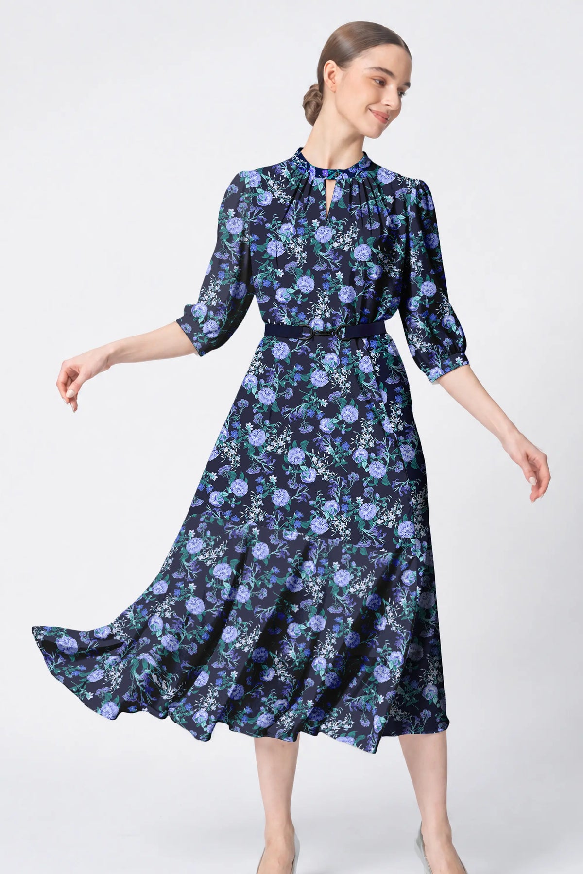 【ストレッチシフォン】ロングマーメイドワンピース