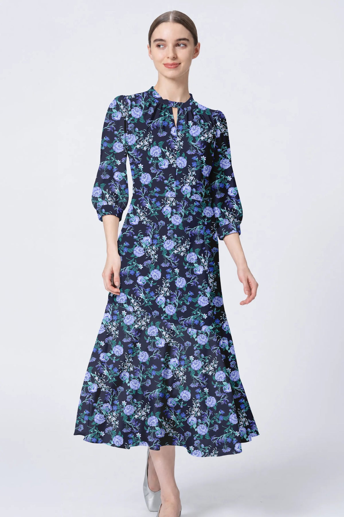 【ストレッチシフォン】ロングマーメイドワンピース