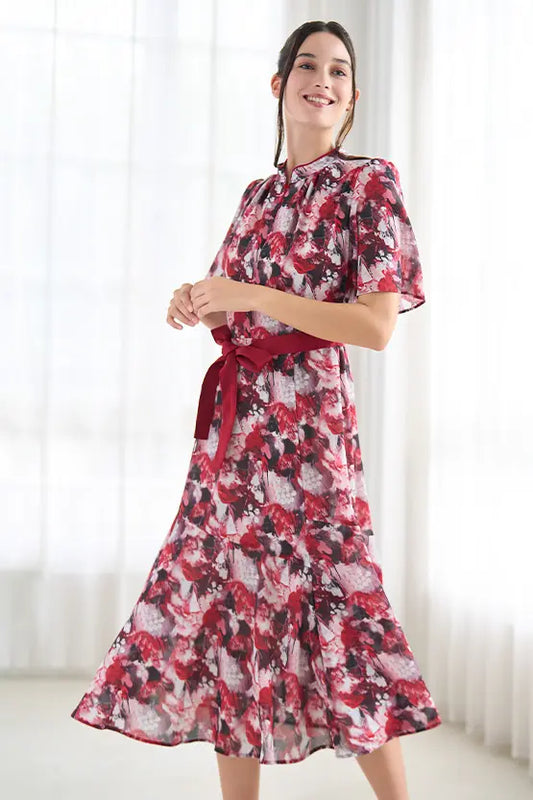 Stretch Chiffon:  Passion Mandarin Long Mermaid Dress