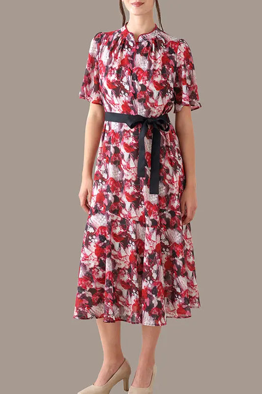 【ストレッチシフォン】マンダリンロングマーメイドワンピース