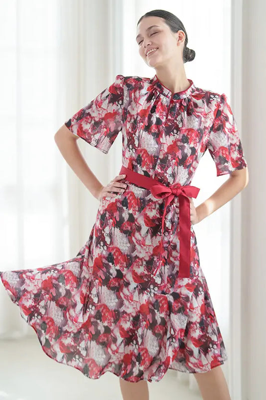 Stretch Chiffon:  Passion Mandarin Mermaid Dress