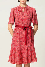 Oshima Tsumugi Design Stretch Chiffon: Knee-Length Mermaid Dress