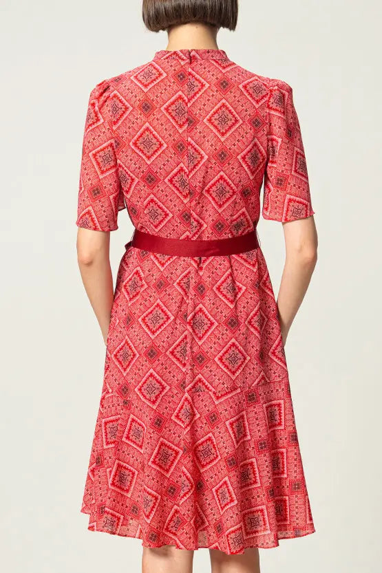 Oshima Tsumugi Design Stretch Chiffon: Knee-Length Mermaid Dress