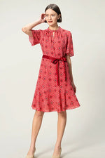 Oshima Tsumugi Design Stretch Chiffon: Knee-Length Mermaid Dress