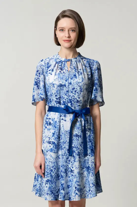 【ストレッチシフォン】膝丈マーメイドワンピース