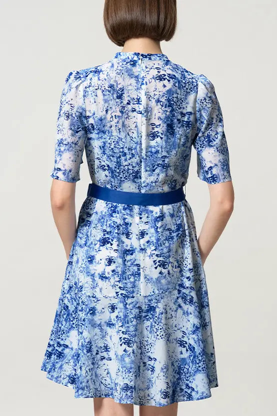 【ストレッチシフォン】膝丈マーメイドワンピース