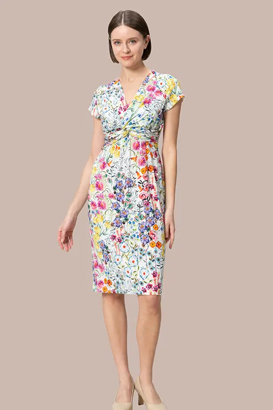 【ストレッチジャージー】ひざ丈ツイストワンピース