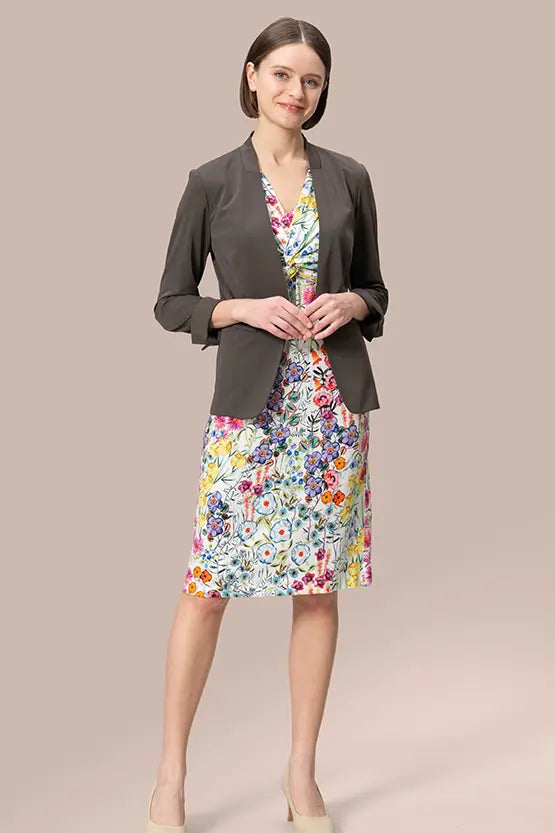 【ストレッチジャージー】ひざ丈ツイストワンピース