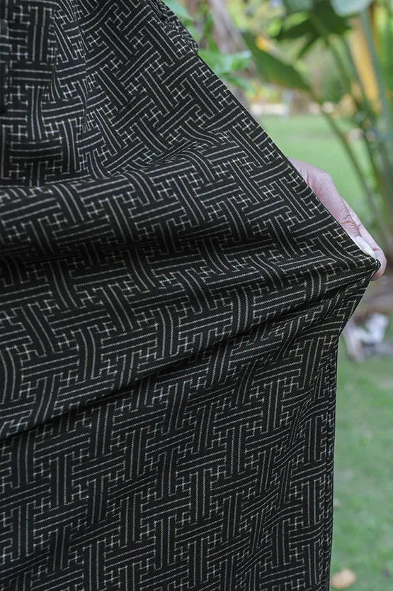 【大島紬意匠 ストレッチジョーゼット】シャツワンピース